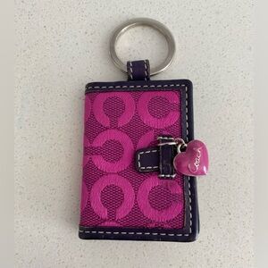 Coach Pink Purple Keychain Photo picture frame bag charm FOB